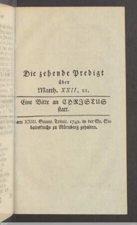 Die zehende Predigt