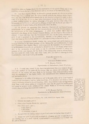 Abstract of contents of letter, no. 1420, dated 21st. August , 1858