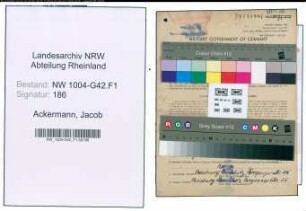 Entnazifizierung Jacob Ackermann , geb. 18.10.1879 (Kaufmaennischer Angestellter)