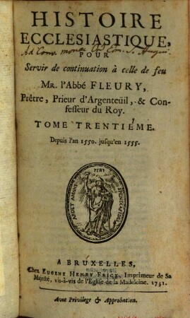 Histoire Ecclesiastique. 30, Depuis l'an 1550. jusqu'en 1555.