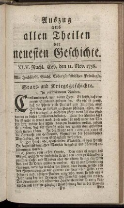 XLV. Nachl. Cob. den 11. Oct. 1758.