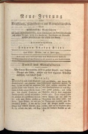 15tes Stück. Weimar, den 12. April 1800.