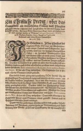 Ein Christliche Predig/ uber das Evangelium am dreyzehenden Sontag nach Pfingsten ...