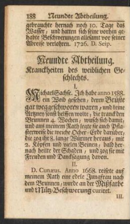 Neundte Abtheilung. Kranckheiten des weiblichen Geschlechts