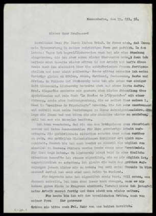 [Brief von Julius Bahle an Otto Selz vom 15. März 1938]