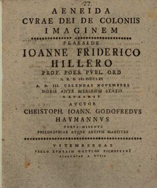Aeneida curae Dei de coloniis imaginem
