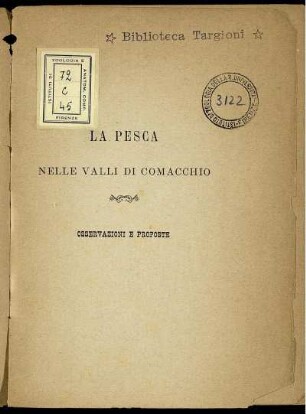 La Pesca Nelle Valli Di Comacchio : Osservazioni E Proposte