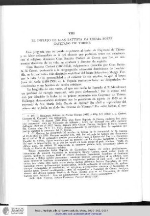 VIII. El influjo de Gian Battista da Crema sobre Cayetano de Thiene