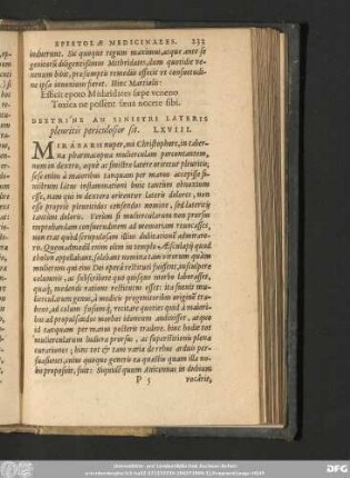 Dextrine An Sinistri Lateris pleuritis periculosior sit. LXVIII.
