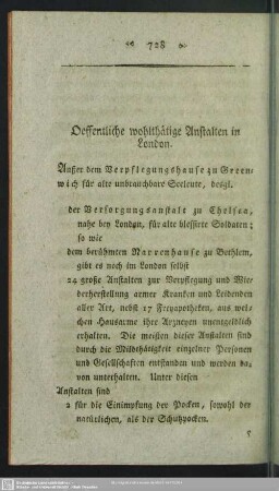 Oeffentliche wohlthätige Anstalten in London