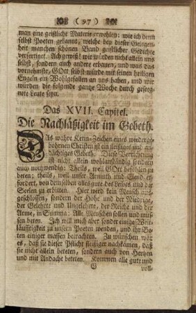 Das XVII. Capitel. Die Nachläßigkeit im Gebeth.