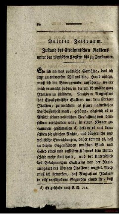 Dritter Zeitraum. Zustand des Cisalpinischen Galliens unter den römischen Kaysern bis zu Constantin