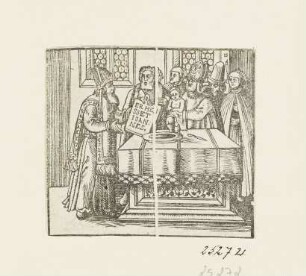 Namengebung des Johannes des Täufers, aus: Ambrosius Lobwasser, "Biblia / Darinnen die Summarien aller Capittel der gantzen heiligen Schrifft", Leipzig 1584