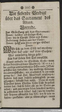 Die siebende Predigt über das Sacrament des Altars