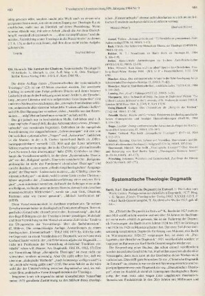 Systematische Theologie: Dogmatik