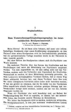 465-484, Zum Unzurechnungsfähigkeitsparagraphen im österreichischen Strafgesetzentwurf