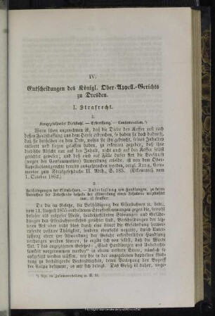 IV. Entscheidungen des Königl. Ober-Appell.-Gerichts zu Dresden