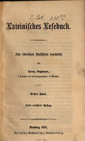 Lateinisches Lesebuch, 1