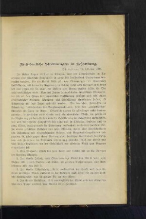 Anti-deutsche Strömungen in Schantung.