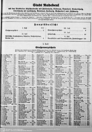 Stadt Radebeul mit den Stadtteilen Kötzschenbroda mit Fürstenhain, Lindenau, Naundorf, Niederlößnitz, Oberlößnitz mit Hoflößnitz, Radebeul, Serkowitz, Wahnsdorf und Zitzschewig