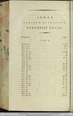 Index Capitum et Versuum Evangelii Lucae