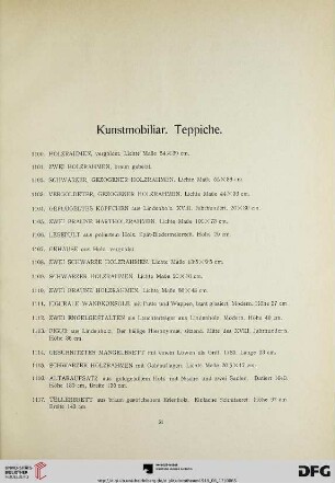 Kunstmobiliar. Teppiche (Nr. 1100-1189)