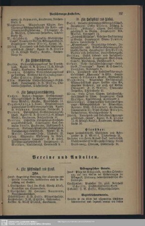 Vereine und Anstalten