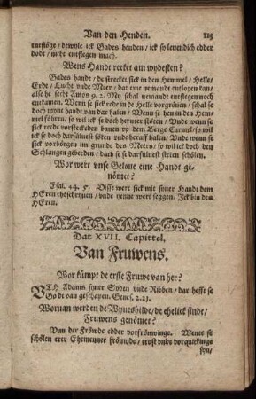 Dat XVII. Capittel. Van Fruwens.