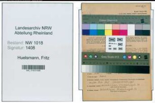 Entnazifizierung Fritz Huelsmann , geb. 18.12.1912 (Rechnungspruefer)