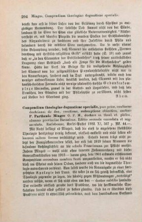 294-296 [Rezension] Minges, Parthenius, Compendium theologiae dogmaticae generalis