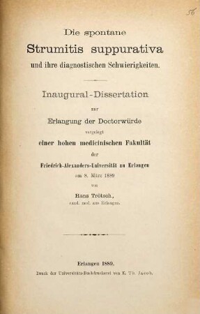 Die spontane Strumitis suppurativa und ihre diagnostischen Schwierigkeiten