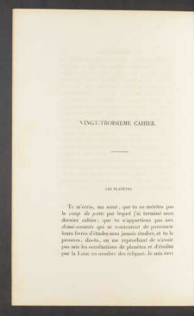 Vingt-troisième cahier. Les planètes.