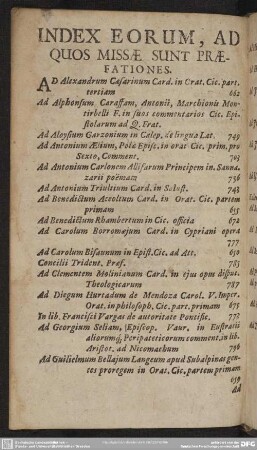 Index Eorum, Ad Quos Missae Sunt Praefationes