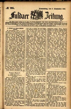 Ausgabe vom Donnerstag, den 08. September 1881.