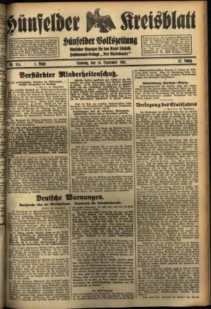 Erste Ausgabe vom Samstag, den 19. September 1931.