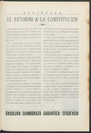 El retorno a la constitución