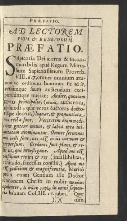 Ad Lectorem Pium & Benevolum Praefatio.