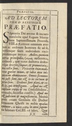 Ad Lectorem Pium & Benevolum Praefatio.