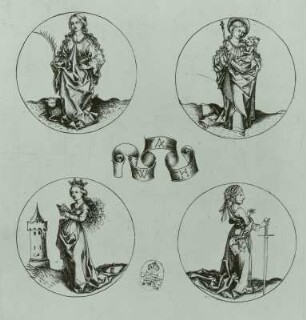 Vier Tondi mit Agnes, Madonna, Barbara und Katharina