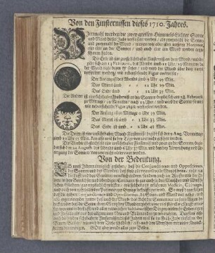 Von den Finsternissen dieses 1710. Jahres.