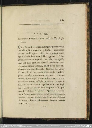 Cap. XI. Emendatur Euripides duobus locis in Hercule furente