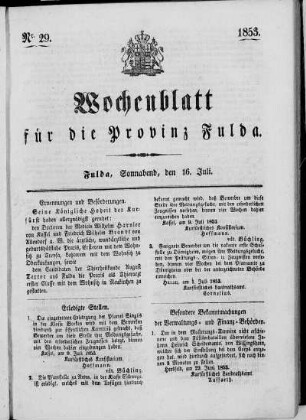 Nr. 29, Ausgabe vom 16. Juli 1853