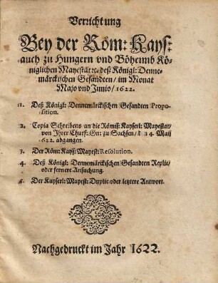 Verrichtung bey der Röm. Kay. Majestät deß Kön. Dennemerk. Gesandten