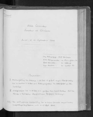 Acta Conventus Senatus et Civium, Iovis, d. 12. Septembris 1844