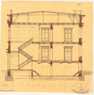 Villa, Gera Monatskonkurrenz April 1878: Querschnitt; Maßstabsleiste