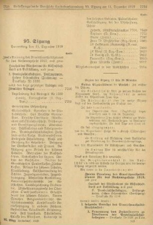 95. Sitzung. Donnerstag den 11. Dezember 1919