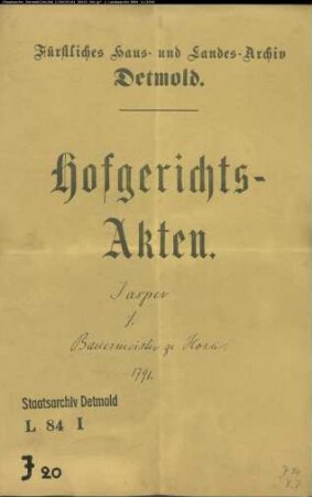 Jasper, Zimmermeister zu Holzhausen gegen die Bauermeister zu Horn - Hudeberechtigung auf dem Schmalenfeld