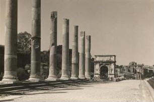 Rom. Titusbogen (86/100). Ansicht mit Resten vom Tempel der Venus und der Roma