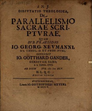 Disp. theol. de parallelismo S. Scripturae