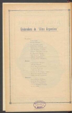 Colaboradores de "Alma Argentina"